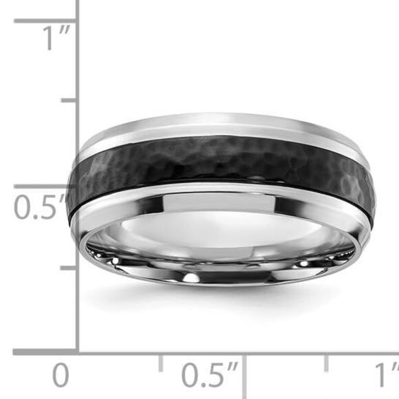 Chisel Cobalt Polished with Hammered Black IP-plated Center 8mm Band - Picture 9 of 9